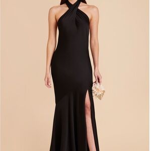 Birdy Grey Stephanie Dress in Black Matte Satin